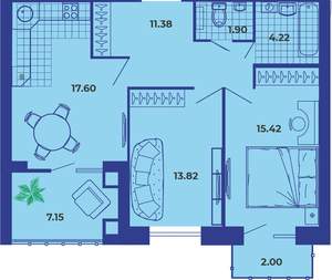 2-к квартира, вторичка, 72м2, 9/9 этаж