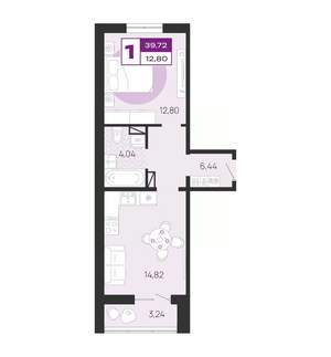 1-к квартира, вторичка, 40м2, 7/10 этаж