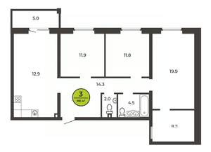 3-к квартира, вторичка, 98м2, 1/9 этаж