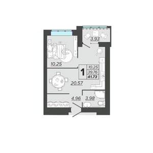 1-к квартира, вторичка, 42м2, 9/9 этаж