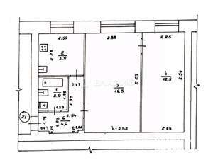 2-к квартира, вторичка, 42м2, 1/5 этаж