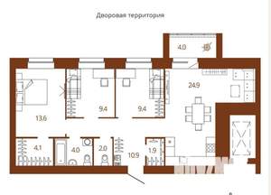 3-к квартира, вторичка, 83м2, 4/9 этаж