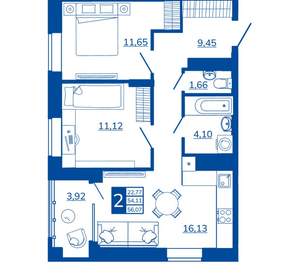 2-к квартира, вторичка, 56м2, 5/17 этаж