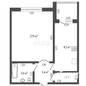 1-к квартира, вторичка, 38м2, 1/9 этаж
