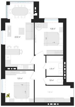 2-к квартира, вторичка, 60м2, 4/4 этаж