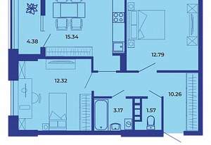 2-к квартира, вторичка, 60м2, 19/19 этаж