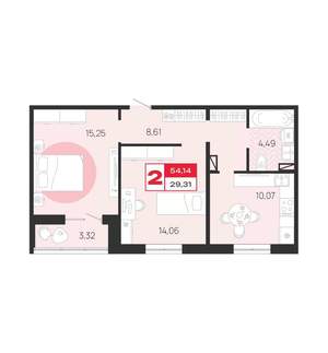 2-к квартира, вторичка, 54м2, 10/10 этаж