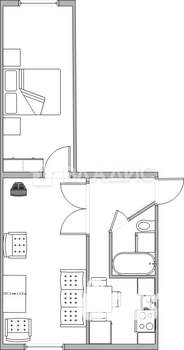 2-к квартира, вторичка, 45м2, 1/5 этаж