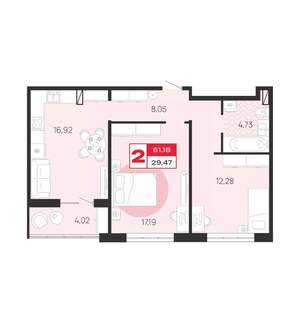 2-к квартира, вторичка, 63м2, 9/10 этаж