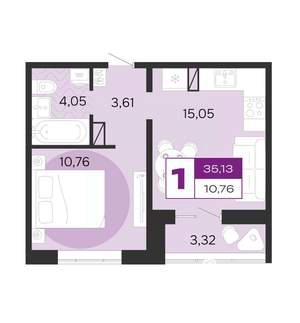 1-к квартира, вторичка, 35м2, 8/8 этаж