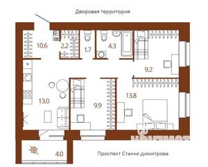 3-к квартира, вторичка, 67м2, 2/9 этаж