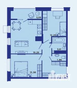 2-к квартира, сданный дом, 66м2, 3/16 этаж