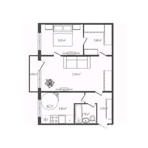 2-к квартира, вторичка, 45м2, 2/5 этаж