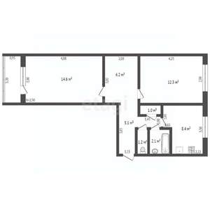 2-к квартира, вторичка, 52м2, 3/5 этаж