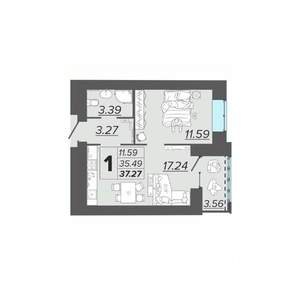 1-к квартира, вторичка, 37м2, 4/15 этаж