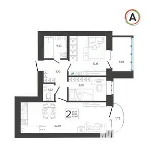 2-к квартира, вторичка, 62м2, 8/9 этаж