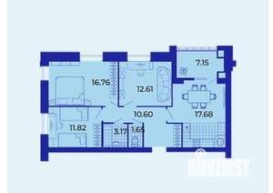 3-к квартира, вторичка, 82м2, 9/9 этаж