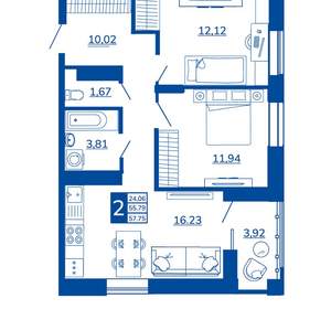 2-к квартира, вторичка, 57м2, 13/17 этаж