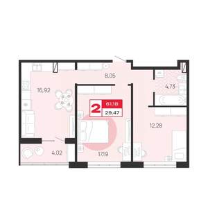 2-к квартира, вторичка, 61м2, 4/10 этаж