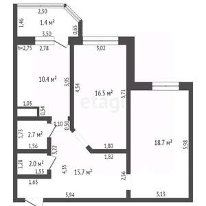 2-к квартира, вторичка, 66м2, 5/9 этаж