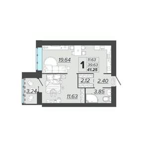 1-к квартира, вторичка, 41м2, 5/9 этаж