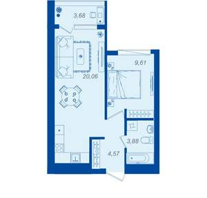 1-к квартира, вторичка, 39м2, 13/15 этаж