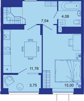 1-к квартира, вторичка, 42м2, 14/16 этаж
