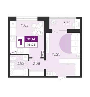 1-к квартира, вторичка, 35м2, 2/10 этаж