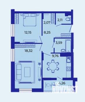 2-к квартира, вторичка, 61м2, 15/15 этаж