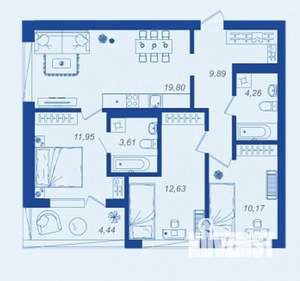 3-к квартира, вторичка, 75м2, 7/17 этаж