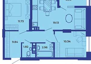 2-к квартира, вторичка, 61м2, 13/19 этаж