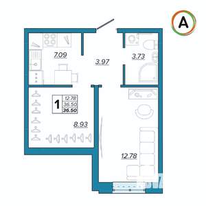 1-к квартира, вторичка, 38м2, 5/14 этаж