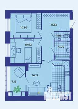 2-к квартира, сданный дом, 67м2, 8/9 этаж
