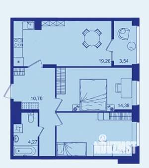 2-к квартира, вторичка, 67м2, 1/17 этаж
