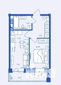 1-к квартира, вторичка, 40м2, 10/16 этаж