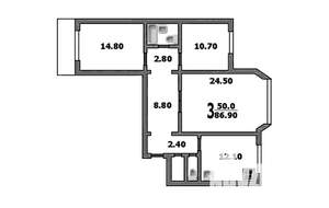 3-к квартира, вторичка, 87м2, 9/10 этаж
