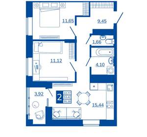 2-к квартира, вторичка, 55м2, 9/17 этаж