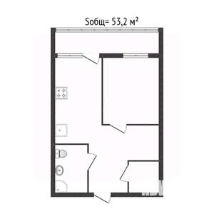 1-к квартира, вторичка, 53м2, 13/15 этаж