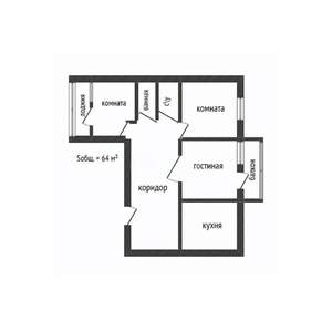 3-к квартира, вторичка, 64м2, 6/10 этаж