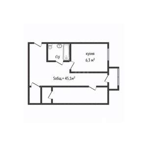 2-к квартира, вторичка, 45м2, 5/5 этаж