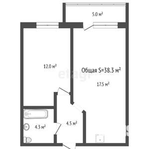 1-к квартира, вторичка, 38м2, 9/9 этаж