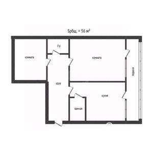 2-к квартира, вторичка, 56м2, 7/10 этаж