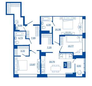 3-к квартира, вторичка, 97м2, 2/17 этаж