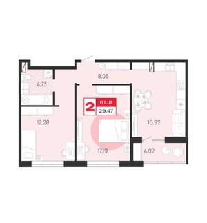 2-к квартира, вторичка, 63м2, 2/10 этаж