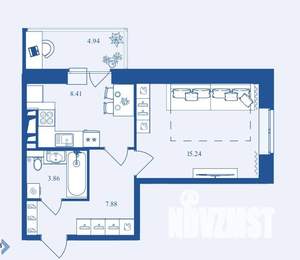 1-к квартира, вторичка, 40м2, 4/16 этаж