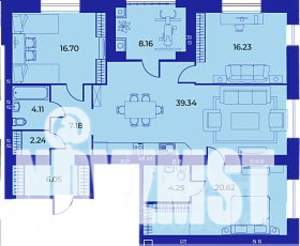 3-к квартира, строящийся дом, 125м2, 6/9 этаж