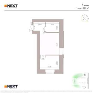 Студия квартира, вторичка, 30м2, 6/9 этаж