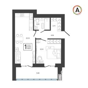 1-к квартира, вторичка, 49м2, 2/9 этаж