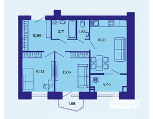 3-к квартира, вторичка, 59м2, 9/10 этаж