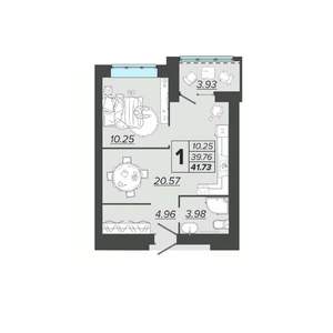1-к квартира, вторичка, 42м2, 8/9 этаж